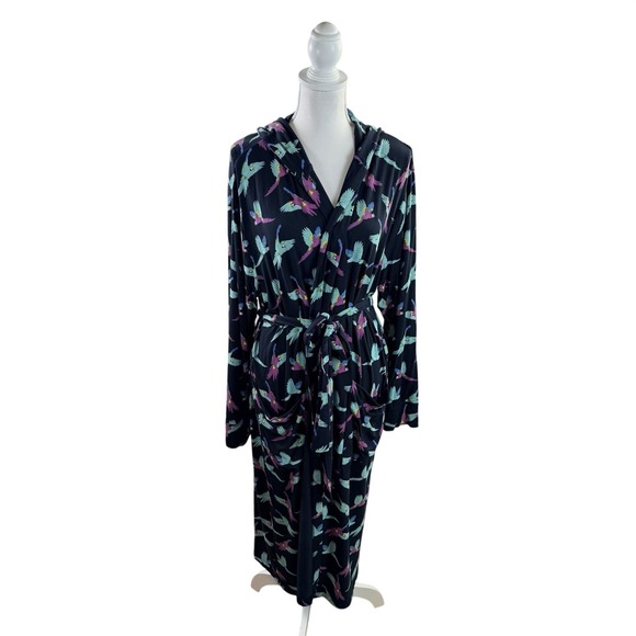 The Unbranded Brand Other - Women's Black Cotton Parrot Hooded Robe Long XL
